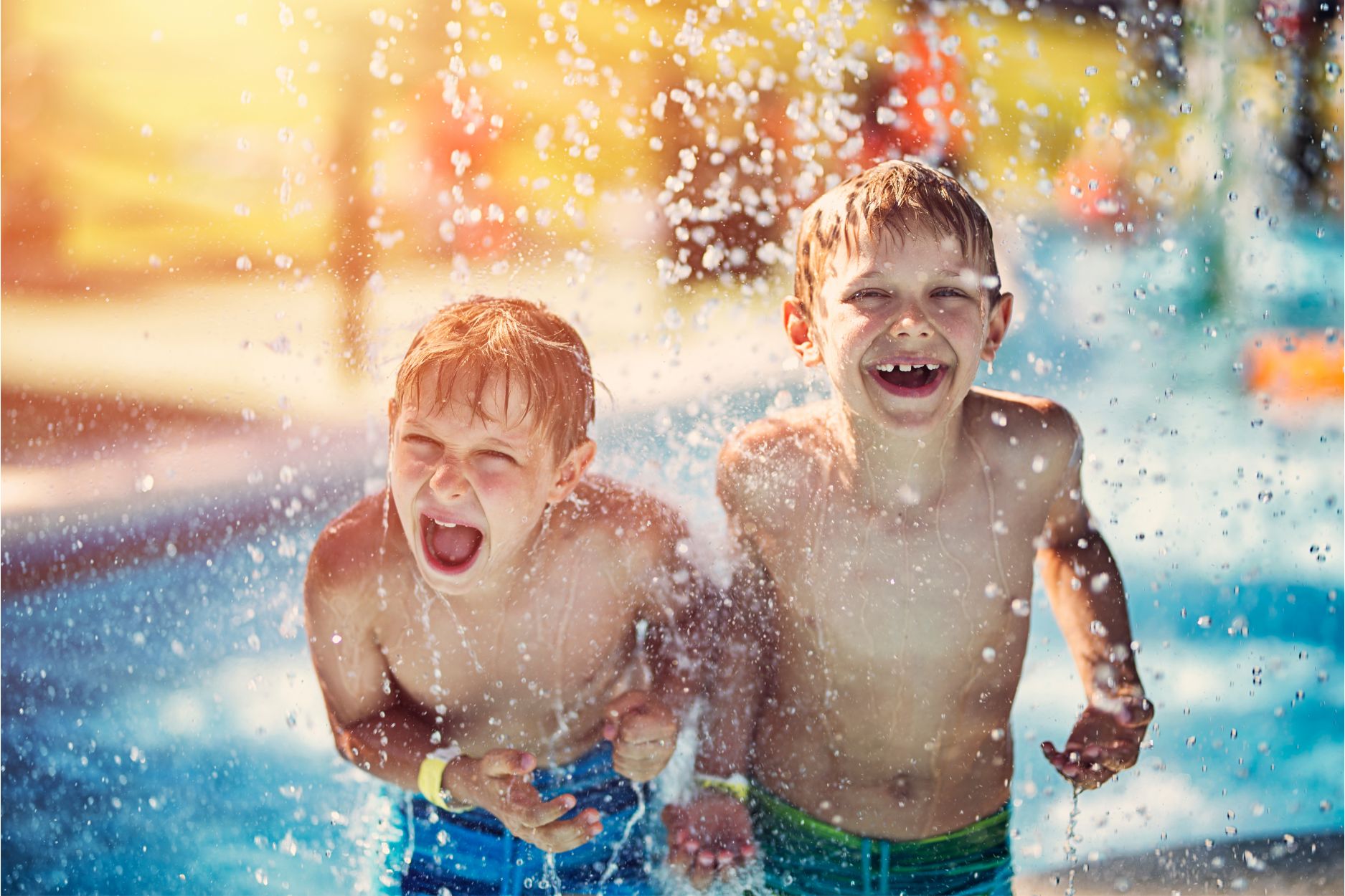 Water park slides on a sunny summer day near New Braunfels